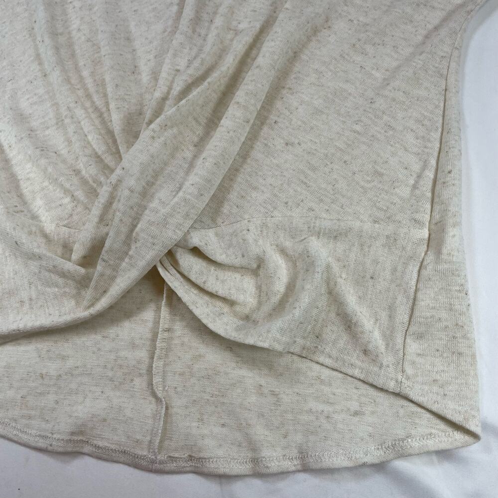 Nouvida Twist Front Linen Blend Top Cream Beige Large Women's Made in USA - Picture 4 of 6